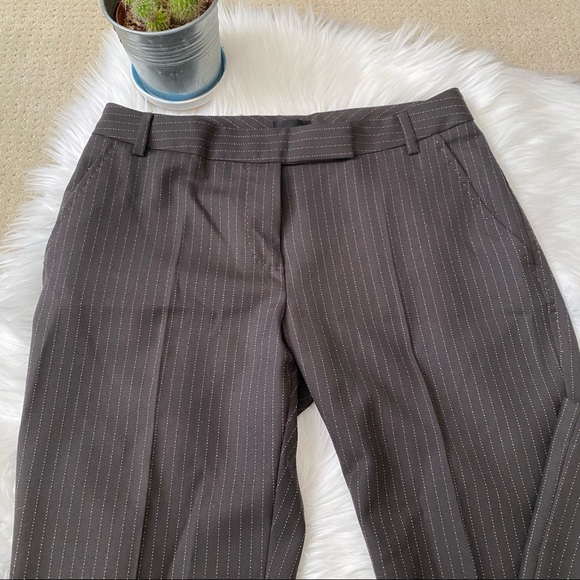 PAUL SMITH BLACK LABEL Brown Wool Striped Full Length Trousers - Picture 3 of 10